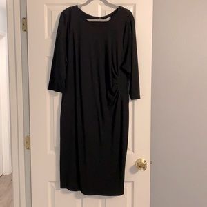 Black knit knee length dress